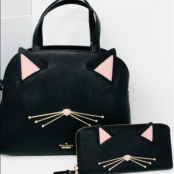 Kate spade cat meow Lottie black wallet NWT SET - Picture 2 of 8